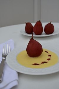 Poached Pear with Creme Anglaise
