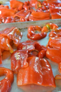 Bell peppers ready for the oven