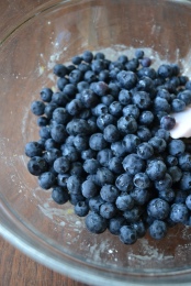 Blueberries added to cornstarch mixture