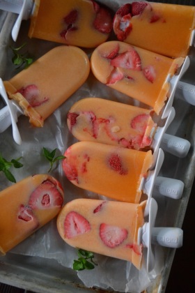 Melon Pops with Strawberry &amp; Mint