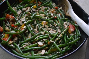 Sauteed Haricot Verts with Bell Peppers and Almonds